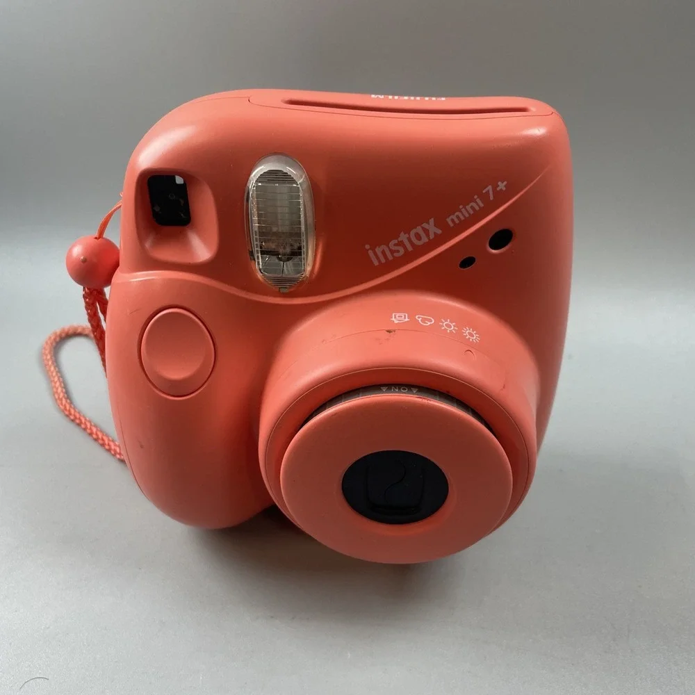 Fujifilm Instax Mini 7+ Instant Film Camera Coral Pink FOR PARTS Blinking Light